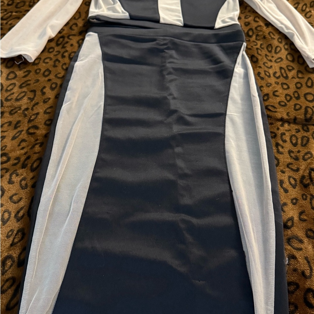 Elegant Black and White Skirt Set